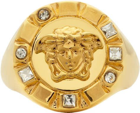 versace gold palazzo crystal medusa round ring